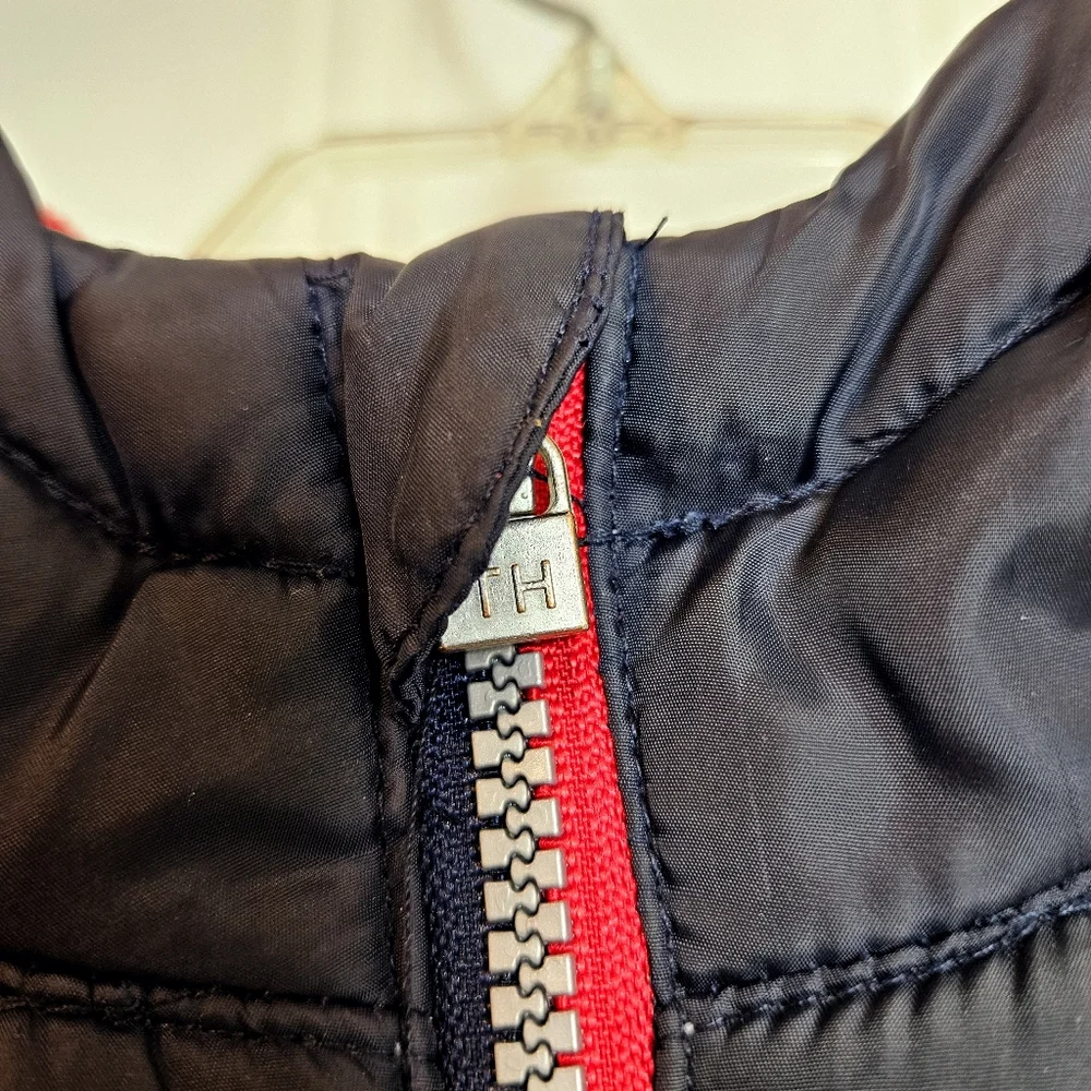 Tommy Hilfiger Boys Puffer Jacket 3T Fleece Lined Hooded Winter Coat Navy Blue